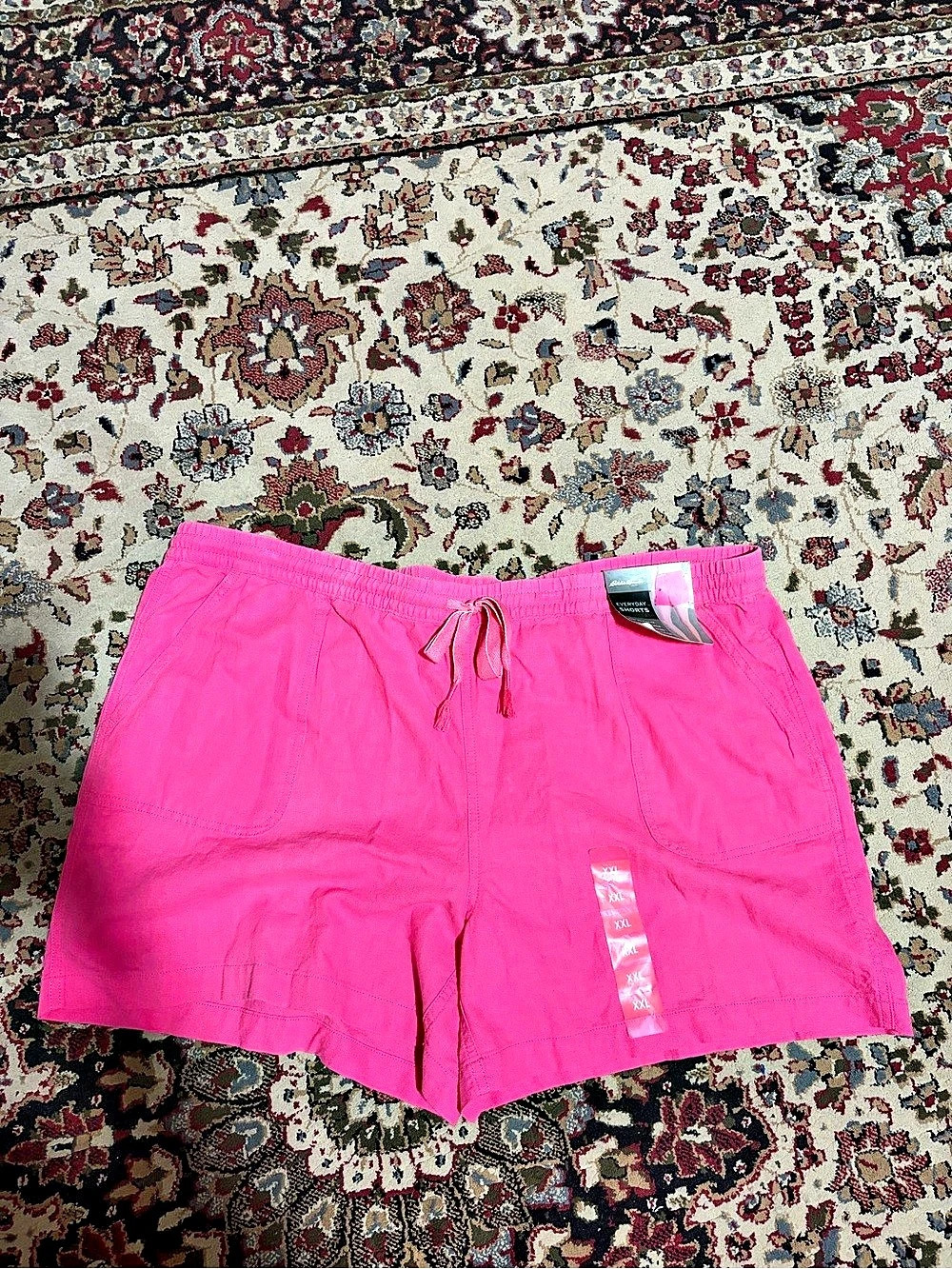 Eddie Bauer Everyday Shorts Linen Blend Pink Medium discoloration at the waitlis